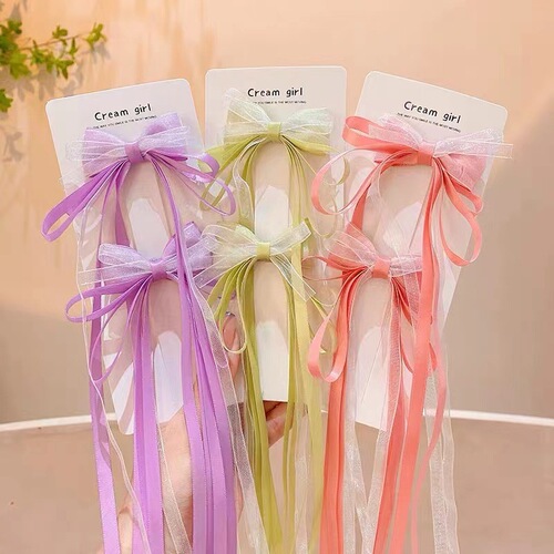 New children's tassel ribbon hairpin little girl's braided hairpin hairpin high-looking girl's tassel bow