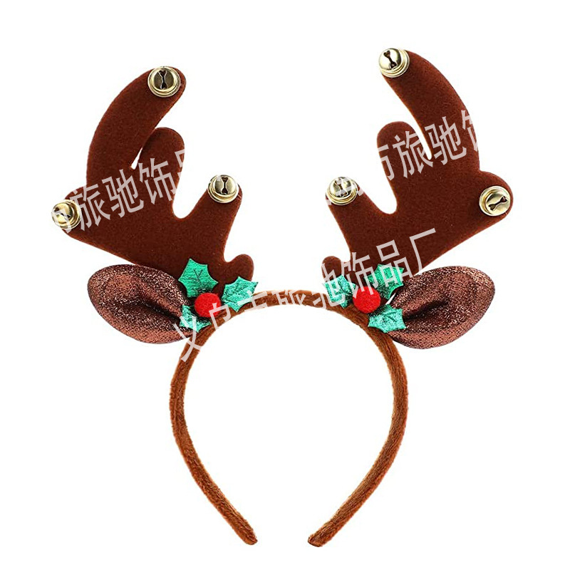 新しいクリスマスヘッドバンド枝角ベルぬいぐるみヘッドバンドヘラジカクリスマスパーティーパーティーホリデーデコレーション|undefined