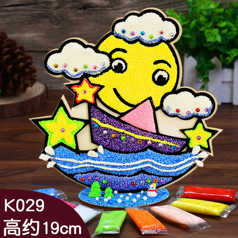 木板スノーフレーク泥絵パール泥粘土絵幼稚園児手作り立体粘着絵画|undefined