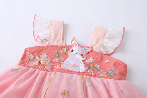 Chinese-style summer children's traditional costume Hanfu baby clothes infant onesie spaghetti straps Tang suit halter princess dress