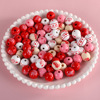 New Valentine's Day Series Circular Ball Bead Two -color Lotus San beads DIY decorative wood bead skewers accessories manufacturers direct sales