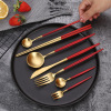 Set stainless steel, tableware, golden spoon, 3 piece set