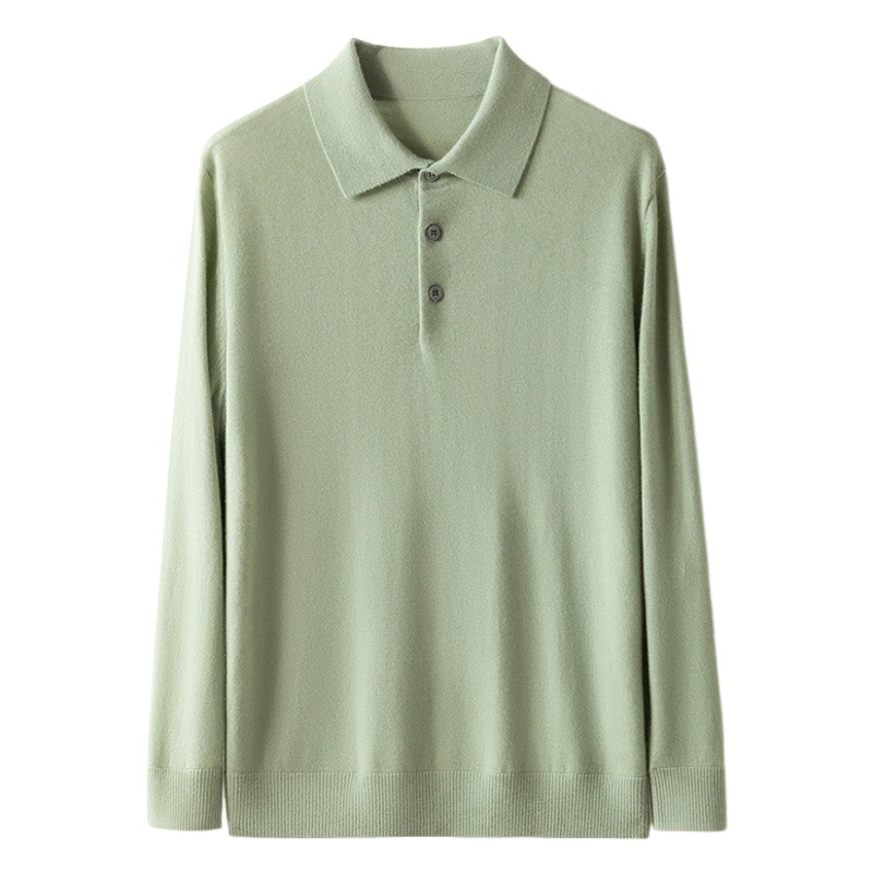 2025 New Autumn and Winter Men's Worsted Pure Cashmere Knitwear Polo Collar Thin Base Knitwear 9518