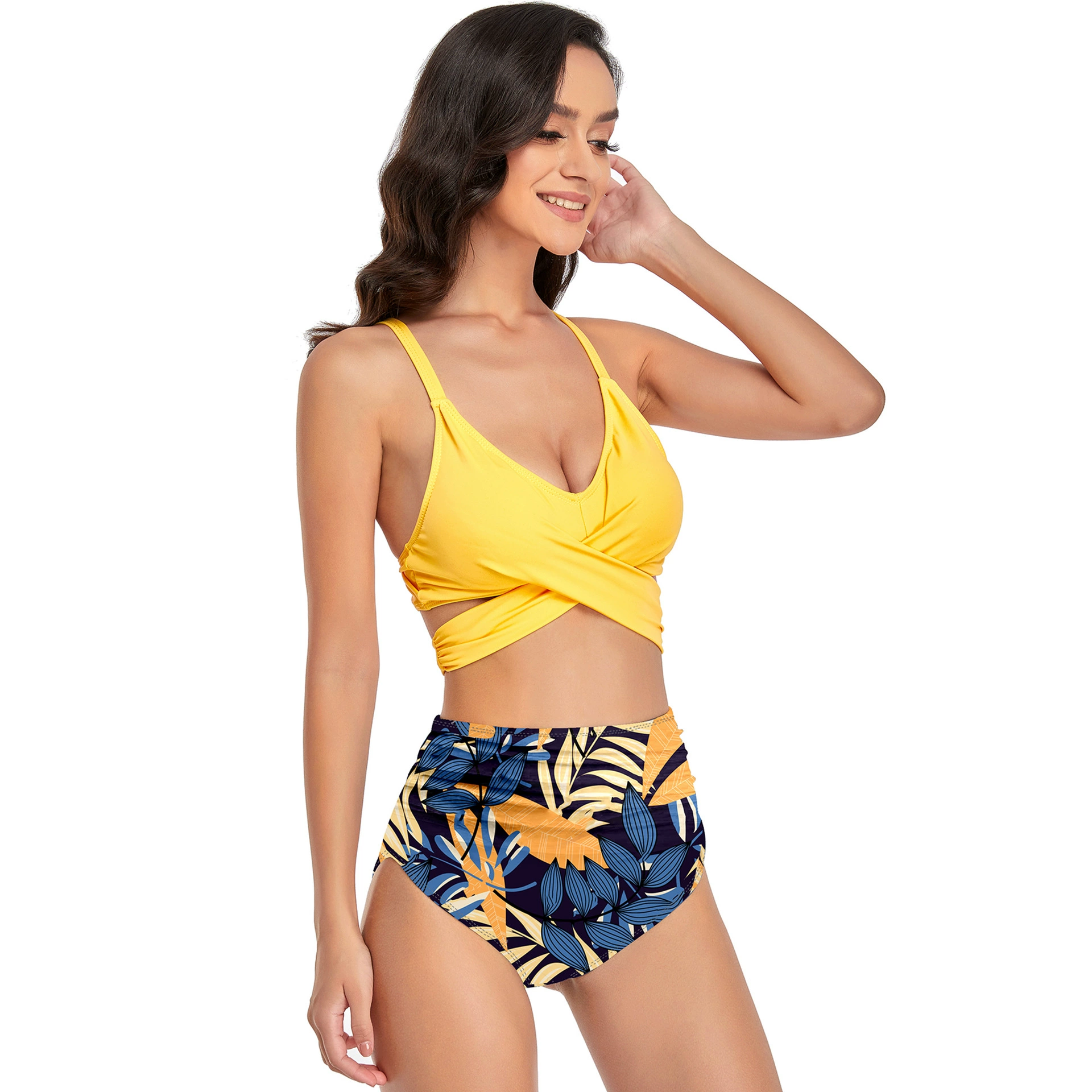 shein bikini sets Women Two Piece Swimsuits Criss Cross Back Bikini Sets Flower Printed High Waisted Bathing Suits Push up Padded Swimwear swimwear