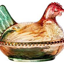 Glass Hen on Nest Candy Dish with Lid ���w�Ĳ���ĸ�u���ǱP