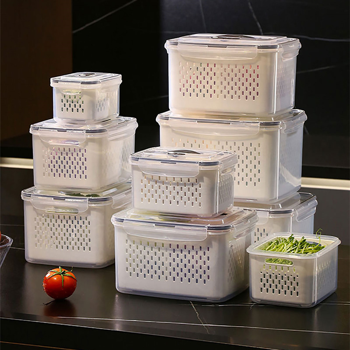 Large Capacity Portable Draining Storage Box Food Grade Baby Bottle Tableware Baby Supplies Storage Box with Partition