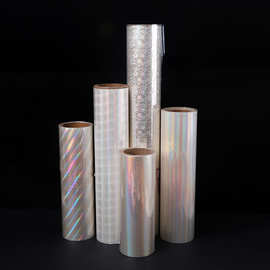 闪光拉丝素面热裱膜吧唧保护膜pet亮膜镭射碎玻璃膜炫彩高透明