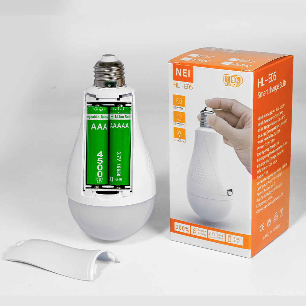 Nuevos productos de un solo compartimento de doble batería lámpara de emergencia de batería de litio bombilla LED extraíble lámpara de emergencia de batería fuera del hogar