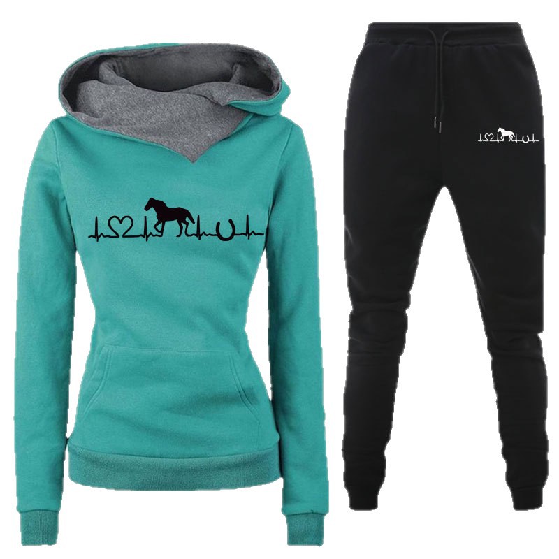 Amazon eBay cross-border independent station casual all-match sweater ECG horse love fun women's sweater suit