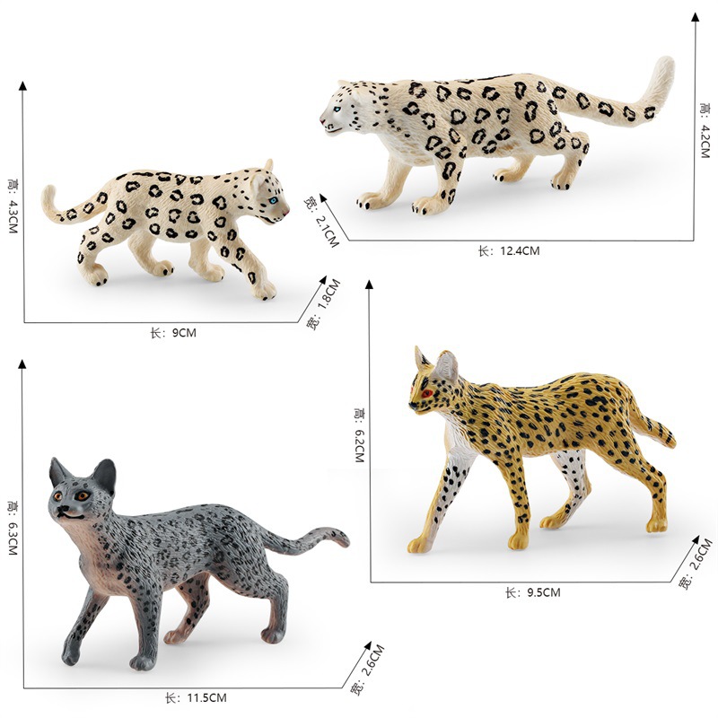 Simulación transfronteriza bosque animal modelo de leopardo ciencia y educación para niños cognición nieve leopardo gato leopardo decoración de escritorio juguete