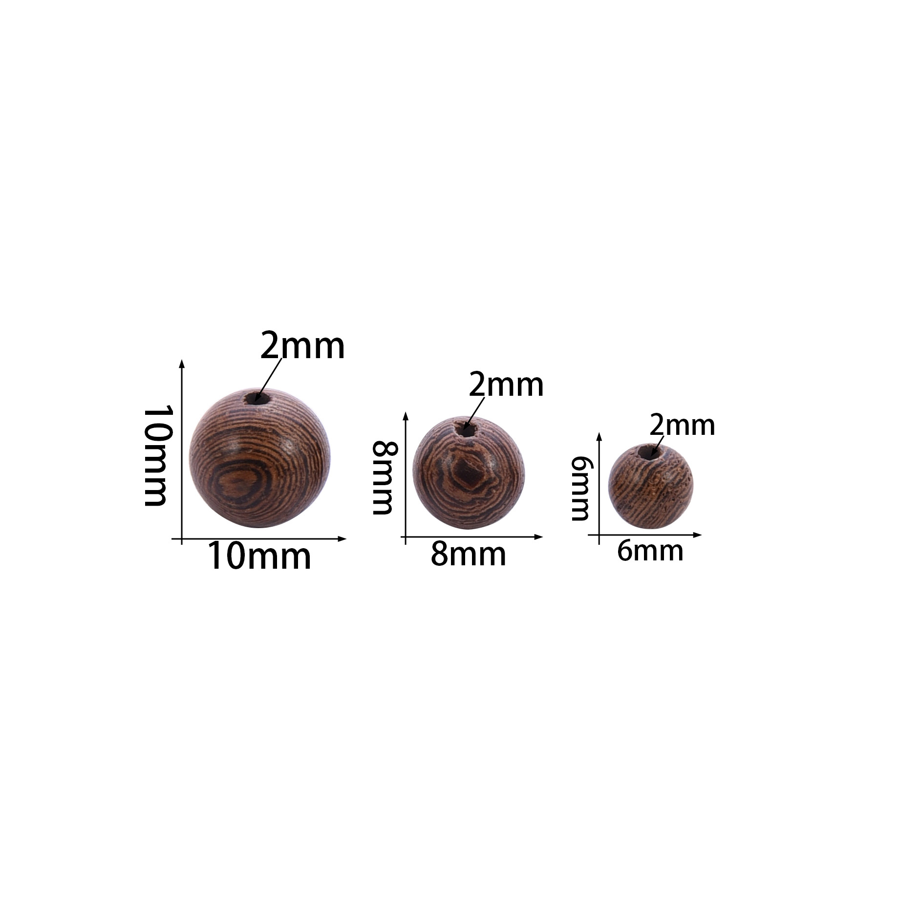 50g Weight DIY Ornament Accessories Natural Door Frame Round Beads Perforated Scattered Beads Wooden Perforated Beads Bracelet String Beads Materials