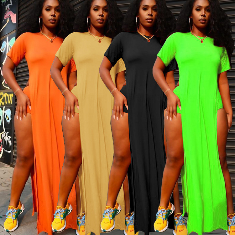 Aliexpress Amazon European and American New Elastic Casual High-Slit Long Skirt with Anti-Exposure Shorts Two-Piece Set Aliexpress Amazon European and American New Elastic Casual High-Slit Long Skirt with Anti-Exposure Shorts Two-Piece Set