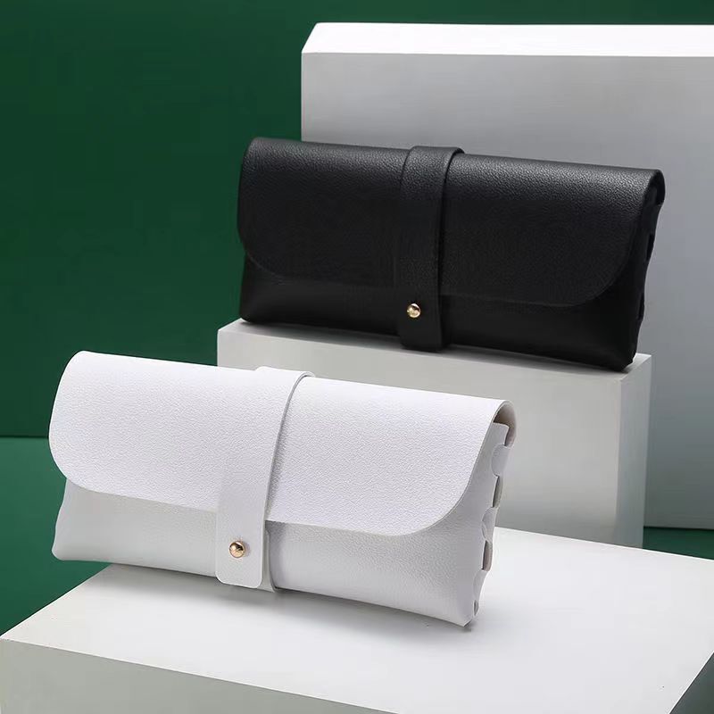Fashionable Simple Glasses Box High-value Portable Sunglasses Box Soft Bag Storage Box Black and White Leather Soft Bag with Nail Buckle Fashionable Simple Glasses Box High-value Portable Sunglasses Box Soft Bag Storage Box Black and White Leather Soft Bag with Nail Buckle