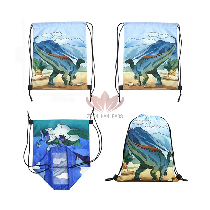 批发210D涤纶束口袋 涤纶抽绳束口袋定 制 马拉松赛事包 拉绳背包