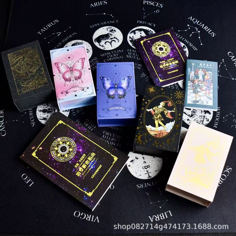 Gold-Stamped Gift Box Original West Gift Box Tarot Gift Box Professional Guidance Full-Color Instruction Manual English Instruction Manual