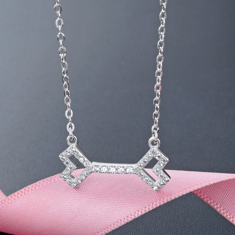 S925 plata esterlina colgante de hueso pequeño personalidad femenina minimalista moda coreana hueso de piedra de cristales una cadena de clavícula
