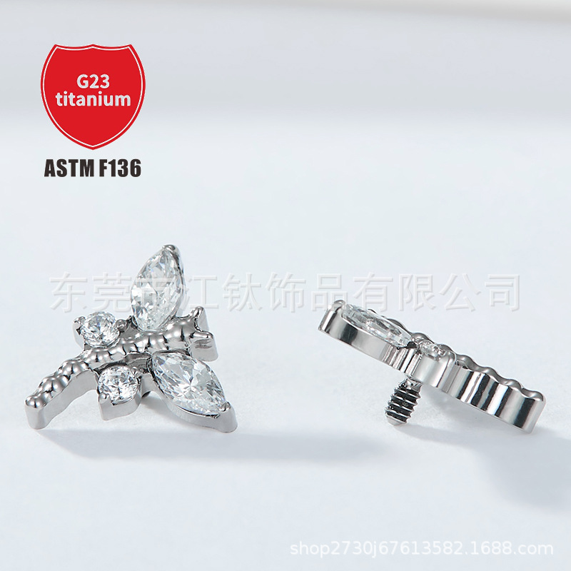 Pointed titanium steel lip stud product view