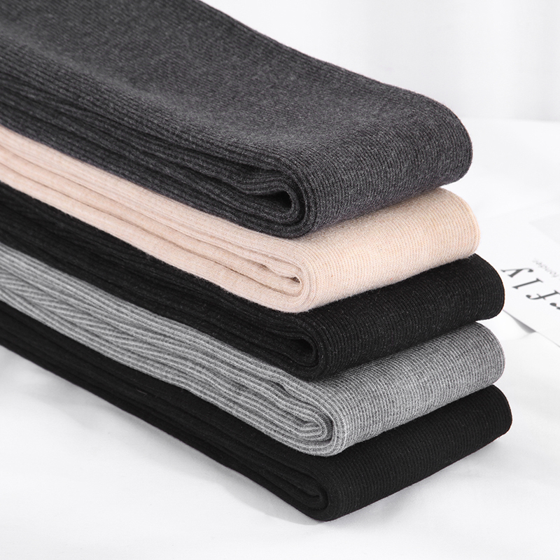 Women's Micro-Pressure Leggings with Fleece Lining, Thickened for Autumn and Winter, Black Ribbed Cotton Slim-Fit Tights for Outerwear