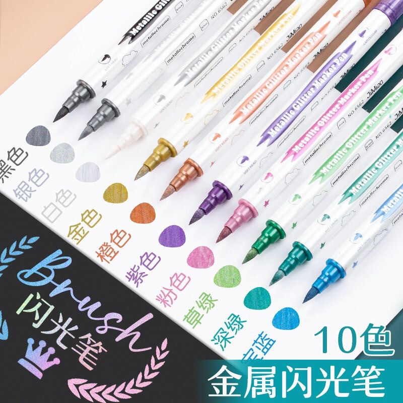 Wholesale Double-Ended Metallic Color Pens, Beautiful Pens for Students, Glitter Pens, Tattoo Pens, Colorful Soft-Tipped Paint Pens