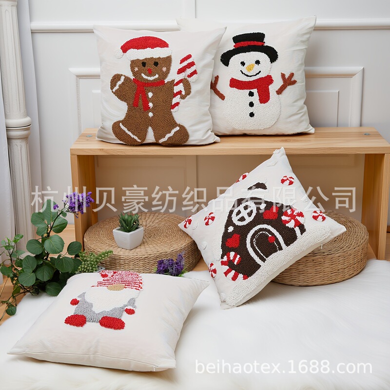Amazon クリスマス枕クロスボーダーサンタクッションリビングルームソファ刺繍装飾アメリカンホリデー枕カバー|undefined