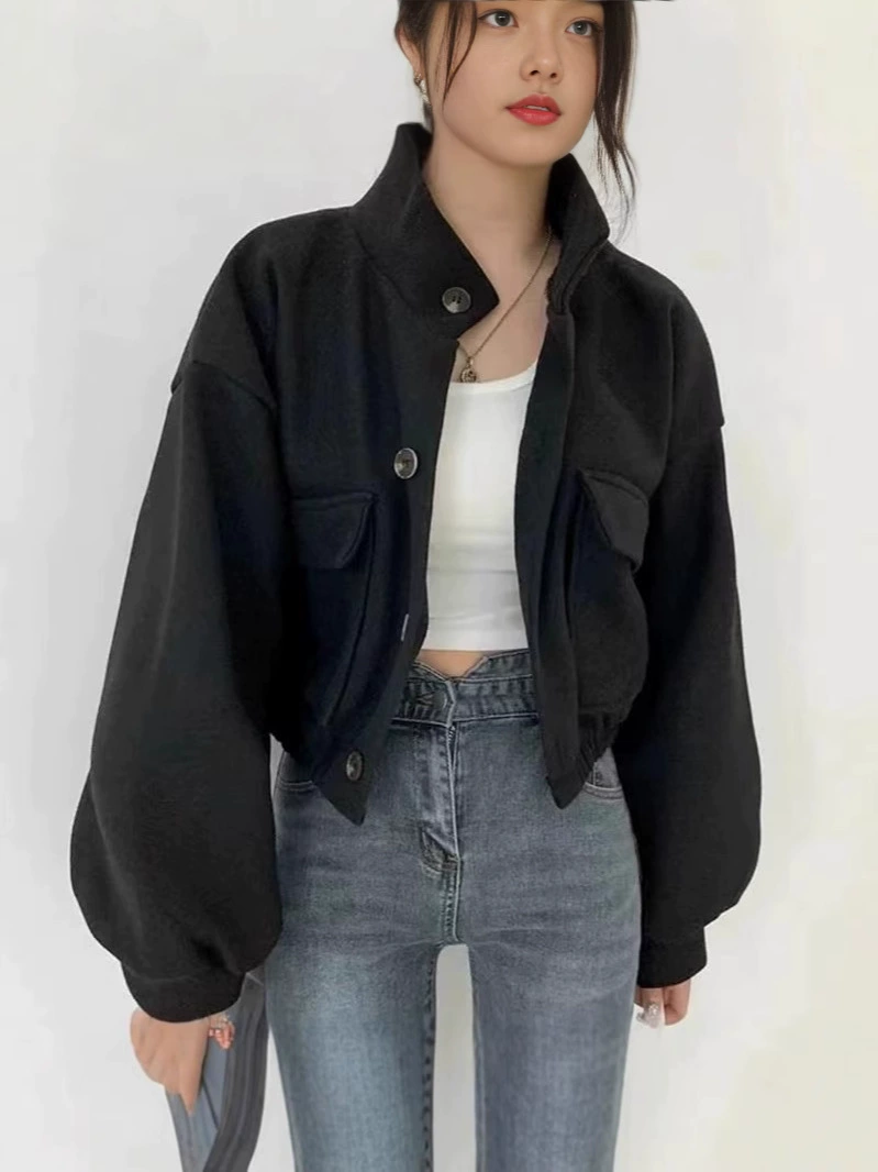 Демисезонное oversize шерстяное пальто-куртка в корейском стиле, norns girl, серый/черный/абрикосовый