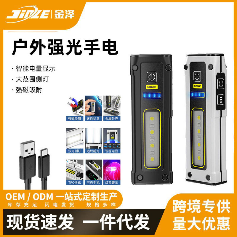 Nueva linterna de fuente de luz doble portátil transfronteriza TYPE-C luz de trabajo multifuncional de carga rápida con linterna de emergencia magnética