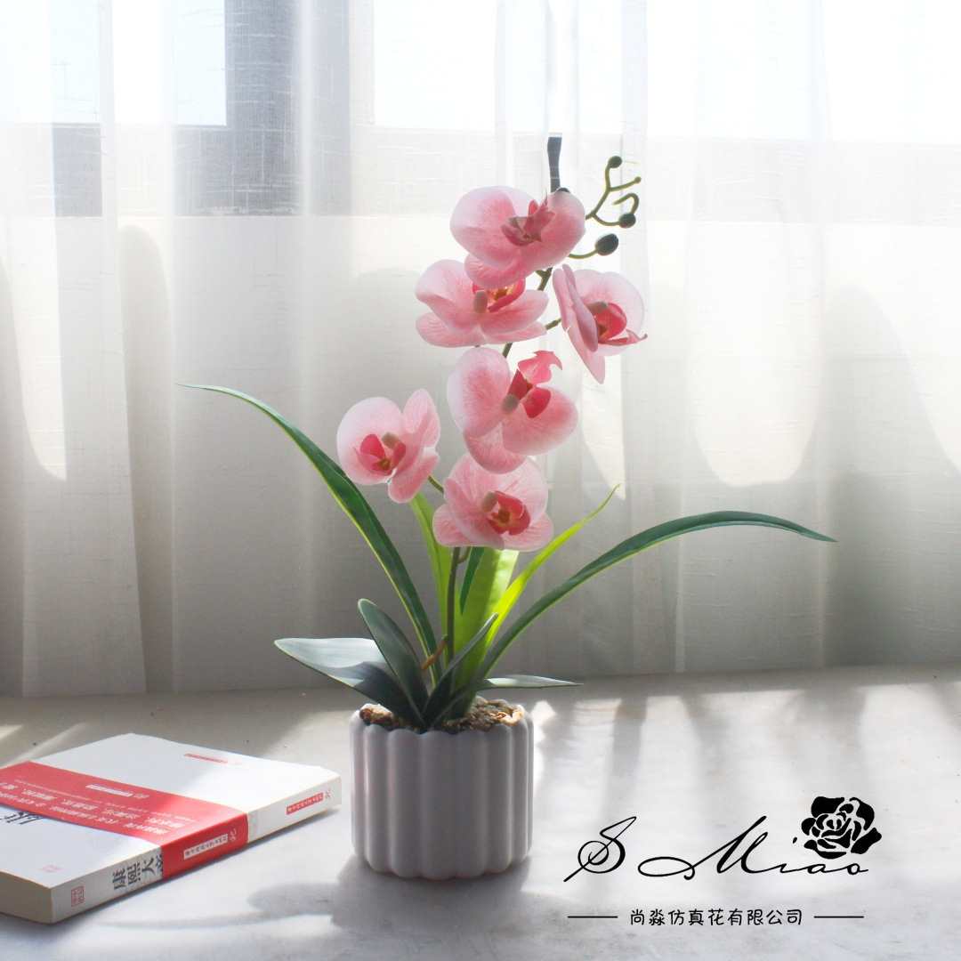 Flores falsas 7 película de flores sensación de orquídea mariposa bonsai flores de alta calidad sala de estar decoración floral decoración de imitación maceta image 7