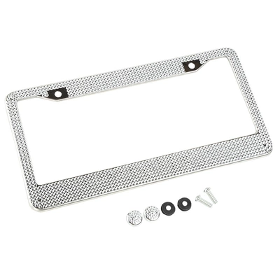 U.S. gauge license plate frame diamond-studded stainless steel American license plate frame diamond-studded license plate frame acrylic sticker license plate frame (License plate holder/license plate holder) - white