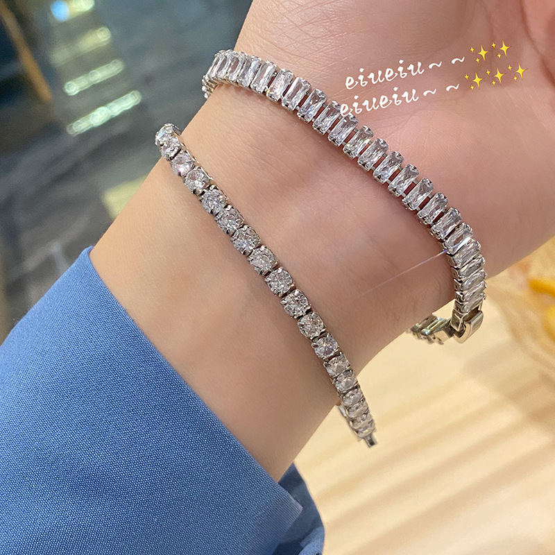 Bracelet Rectangulaire En Diamant Flash De Zirconium Incrusté De Cuivre De Mode Coréenne display picture 2