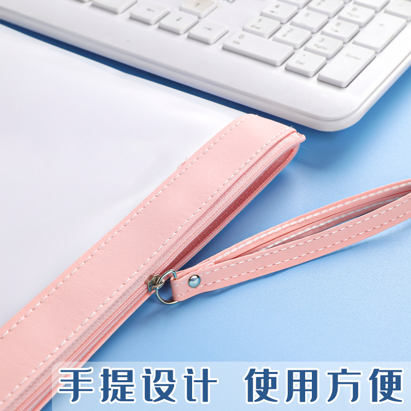 Bolsa de archivo engrosada, bolsa transparente con cremallera, papel de prueba de TPU impermeable de gran capacidad, bolsa de datos de archivo, suministros de oficina