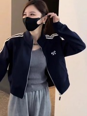 小个子短款美式棒球服开衫外套女2025春秋新休闲时尚流行夹克上衣