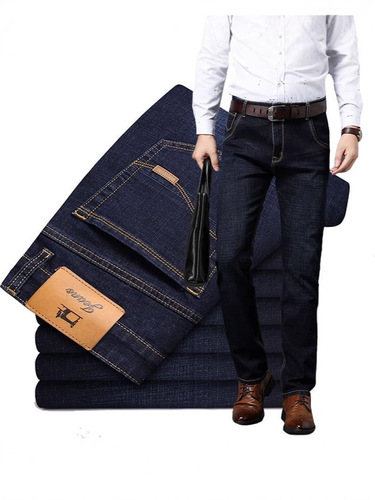 Summer thin men's jeans loose straight leg elastic casual pants durable work pants for men