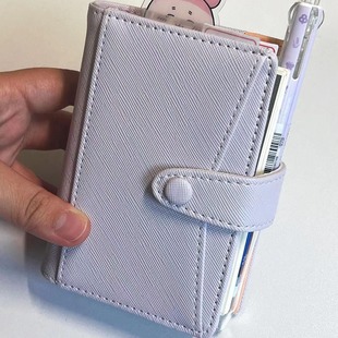 Xiaohongshu's Same Light Purple Pure Color Leather M5 Loose-leaf Hand Ledger Storage Student Travel Punch-in Planning Portable Book