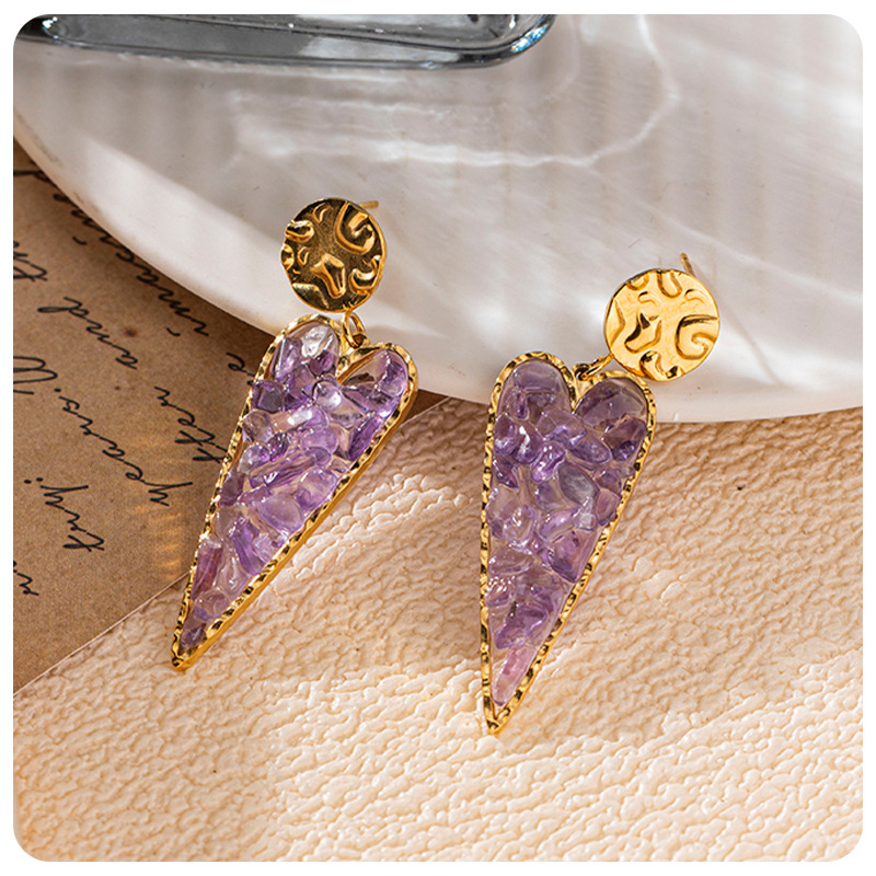 Taina pendientes de resina de piedra natural ojo de tigre pendientes de piedra de nicho femenino diseño pendientes de cristal diamantes estilo europeo y americano