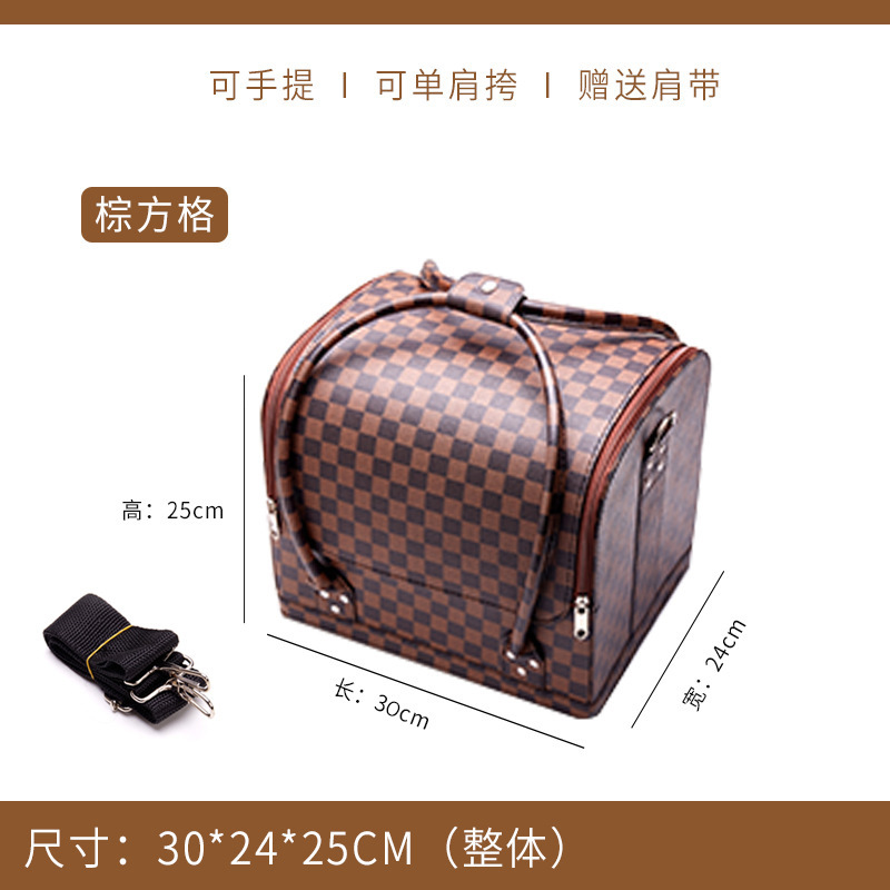 Simple color a juego portátil estilo coreano bolsa de cosméticos bolsa de almacenamiento multi-capa de maquillaje grande artista maquillaje manicura bolsa de tatuaje bolsa