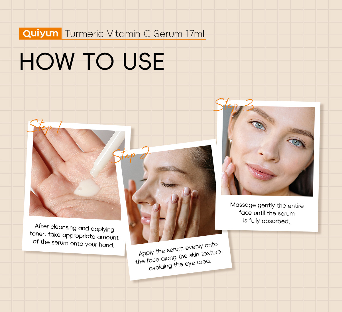 quiyum cross-border new Product Turmeric Vitamin c Essence 17ml for hydrating, moisturizing and nourishing, in stock from the manufacturer undefined