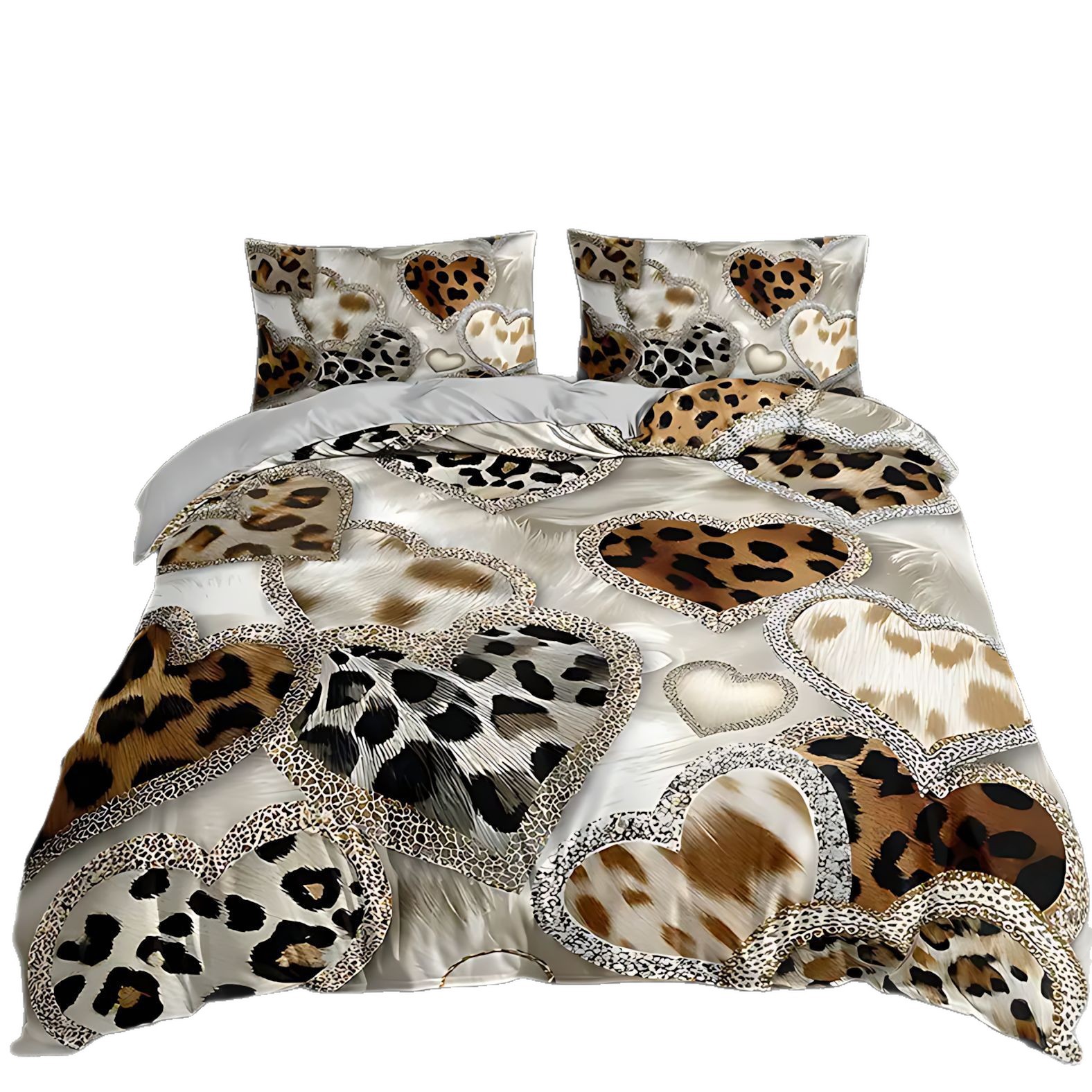 TEMU / JIT ropa de cama transfronteriza amor leopardo impresión digital HD colcha de colcha fuente de fábrica