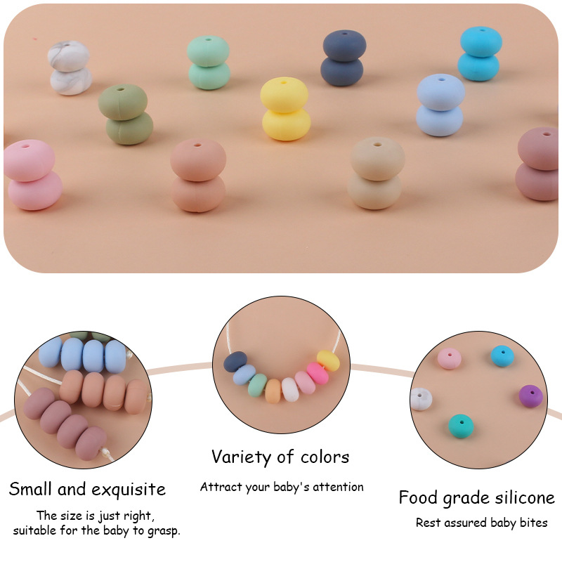 15mm silicona Abacus beads Spacer joyería tesoro molar juguete DIY chupete cadena collar accesorios de la joyería