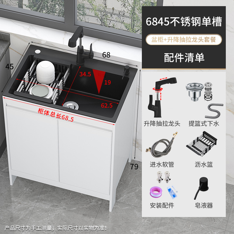 lavabo de acero inoxidable de una sola ranura balcón tipo piso integrado espacio lavabo armario de lavabo de cocina lavabo de platos