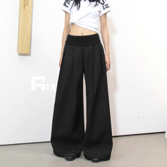 R13 13ライン ニッチデザイン リブウエスト 山本原宿 通勤 万能ワイドパンツ カジュアルパンツ ズボン レディース