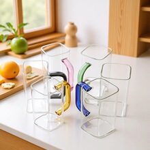 ins风方形玻璃杯高颜值透明水杯简约冷饮咖啡杯家用泡茶杯饮料杯