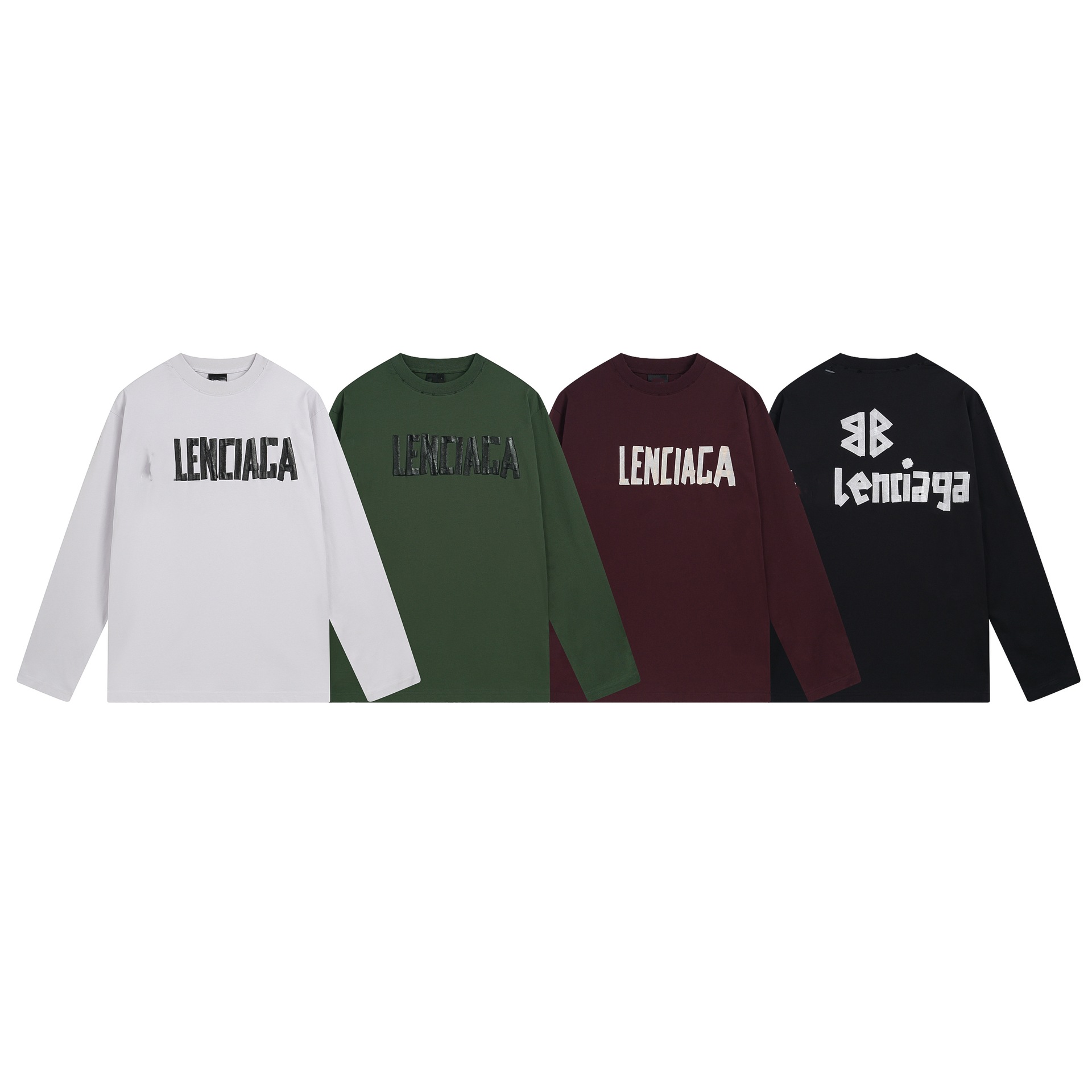 Paris B correct version SS24 classic tape LOGO limited printing old loose men's and women's long sleeve T-shirt