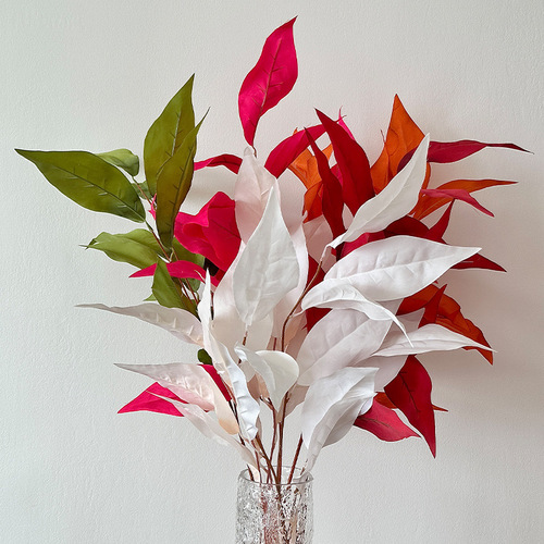 Simulated mango leaf colorful green plant bunch wedding home indoor soft decoration plant wall landscaping fake leaf ornaments wholesale