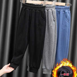 儿童加绒卫裤秋冬季宝宝一体绒洋气长裤男童冬款保暖裤女童运动裤