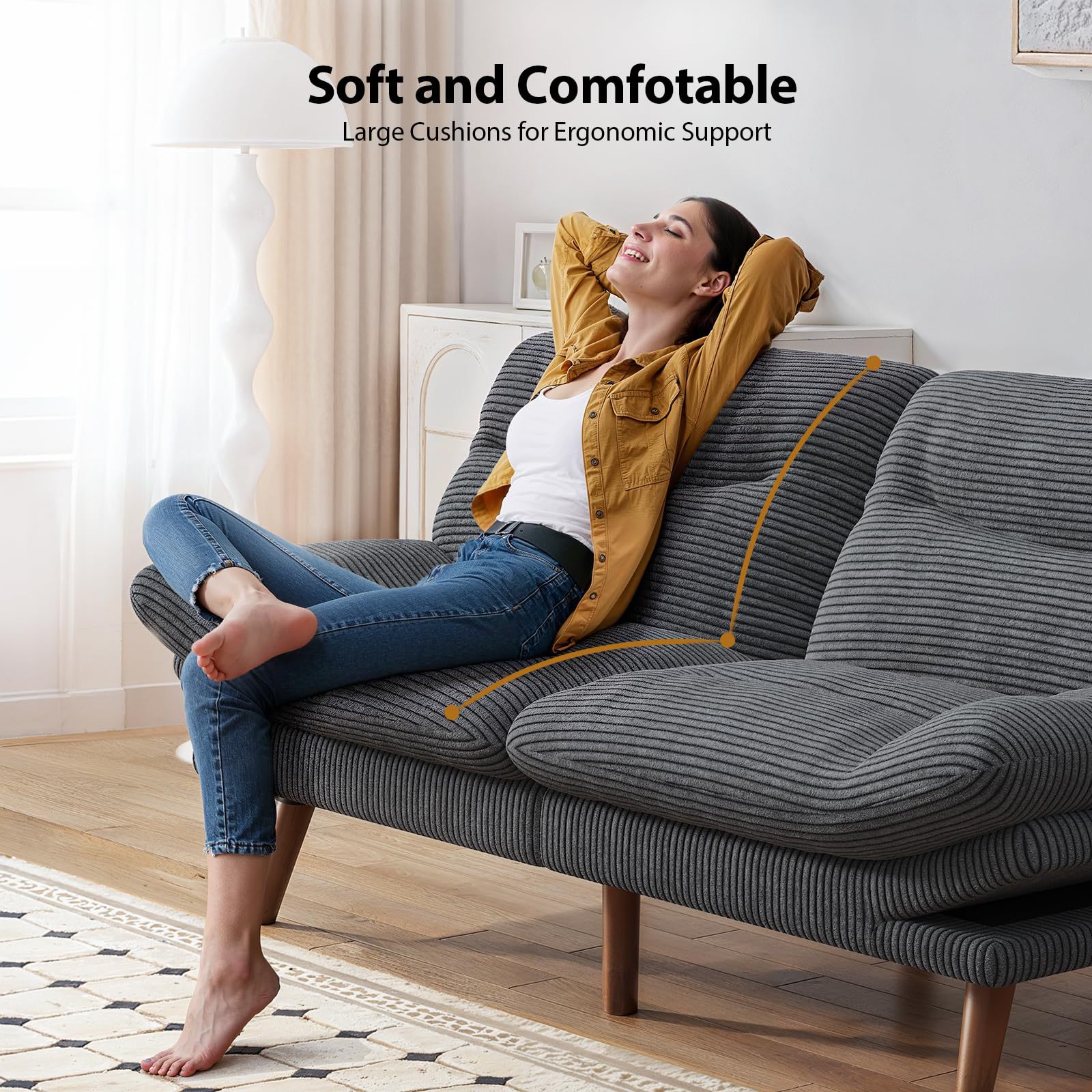 Exportación transfronteriza semi-compresible sofá cama plegable de doble propósito sala de estar pequeño tipo respaldo ajustable sofá empaque y envío