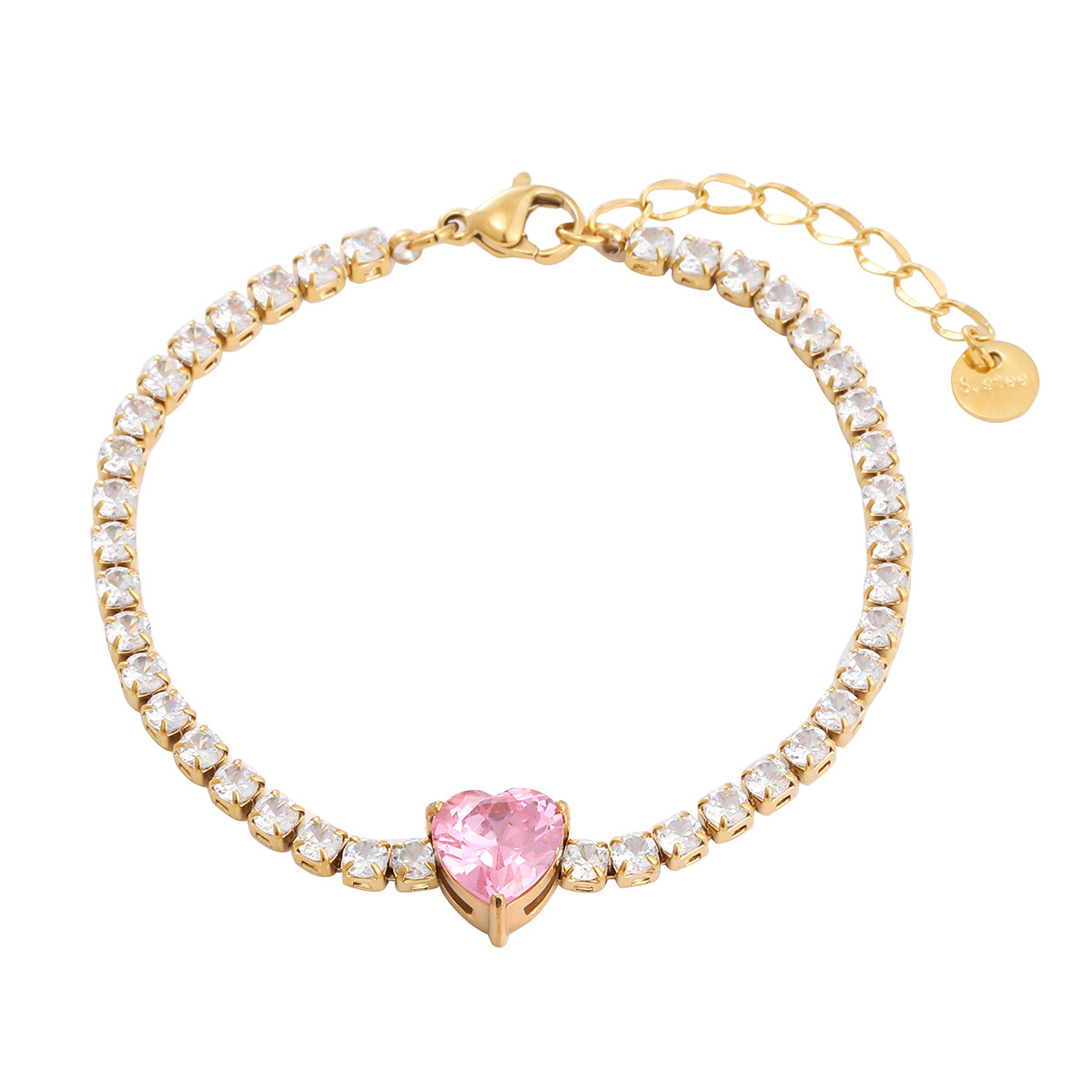13g Weight 0.03µm-0.05µm Gold Plating Thickness PVD Coated Gold Plating Process Real Gold Plated Plating Material Rhinestones Inlay Material Bracelets Classification 1 Piece Quantity Holiday, Daily Occasion 304 Stainless Steel Material Heart Shape Pattern Women's Gender Simple Style, Classic Style Style Waterproof Non Tarnish, Inlay Craft PVD Coated Real Gold Plated Heart Shape 304 Stainless Steel Simple Style Classic Style Waterproof Non Tarnish Bracelets 12