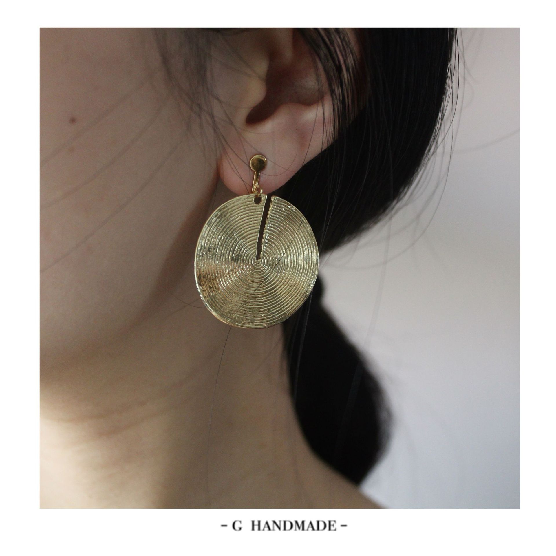 Geometric Disc Drop Earrings For Women Asymmetrical Style_voghion.com