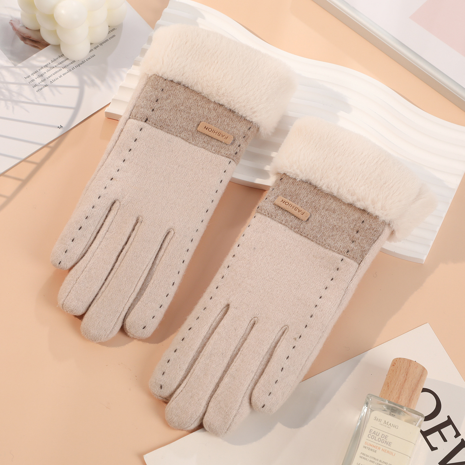 Guantes térmicos de lana de las mujeres de estilo coreano conducción a prueba de frío forro de lana engrosada al aire libre a prueba de viento ciclismo guantes de pantalla táctil de invierno