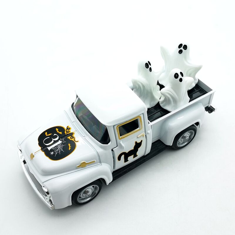 Cross-Border Halloween Ornaments Mummy Skull Ghost Classical Alloy Car Ornaments Halloween Pull-Back Car Model