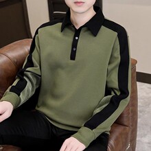卫衣男士春秋冬季长袖T恤打底衫POLO翻领加绒厚2025新款内搭男装